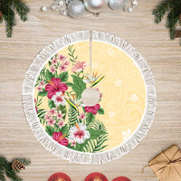 Hawaii Tropical Flowers Tree Skirt Polynesian Tattoo Buttermilk LT05 Fringed Beige - Polynesian Pride