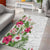 Hawaii Tropical Flowers Area Rug Polynesian Tattoo White