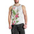 Hawaii Tropical Flowers Men Tank Top Polynesian Tattoo White