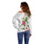 Hawaii Tropical Flowers Off Shoulder Sweater Polynesian Tattoo White