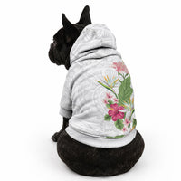 Hawaii Tropical Flowers Pet Hoodie Polynesian Tattoo White