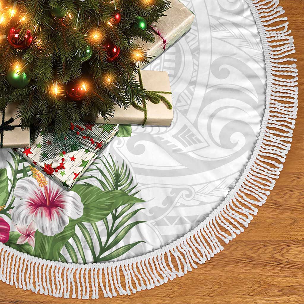 Hawaii Tropical Flowers Tree Skirt Polynesian Tattoo White LT05 - Polynesian Pride