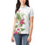 Hawaii Tropical Flowers Women Polo Shirt Polynesian Tattoo White