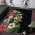 Hawaii Tropical Flowers Area Rug Polynesian Tattoo Black