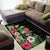 Hawaii Tropical Flowers Area Rug Polynesian Tattoo Black