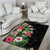 Hawaii Tropical Flowers Area Rug Polynesian Tattoo Black