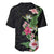 Hawaii Tropical Flowers Baseball Jersey Polynesian Tattoo Black