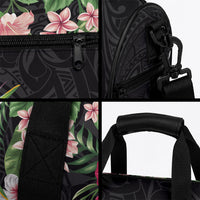 Hawaii Tropical Flowers Duffle Bag Polynesian Tattoo Black