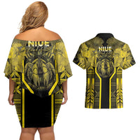 Niue The Rock Couples Matching Off Shoulder Short Dress and Hawaiian Shirt The Island Of The Uga - Polynesian Pride