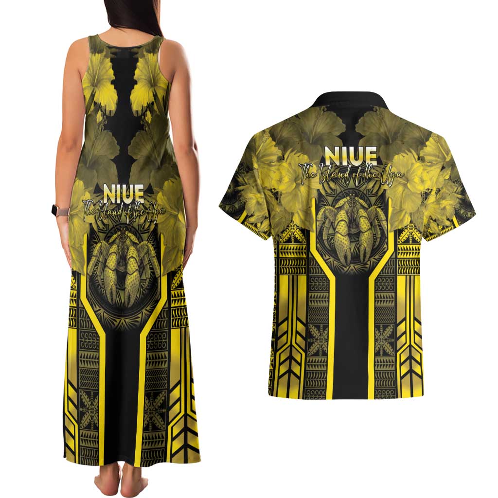Niue The Rock Couples Matching Tank Maxi Dress and Hawaiian Shirt The Island Of The Uga - Polynesian Pride