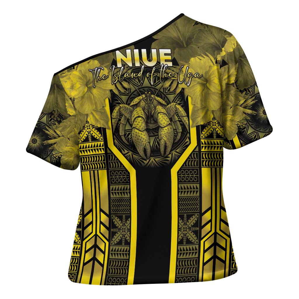 Niue The Rock Cross Shoulder Shirt The Island Of The Uga - Polynesian Pride