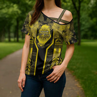 Niue The Rock Cross Shoulder Shirt The Island Of The Uga - Polynesian Pride