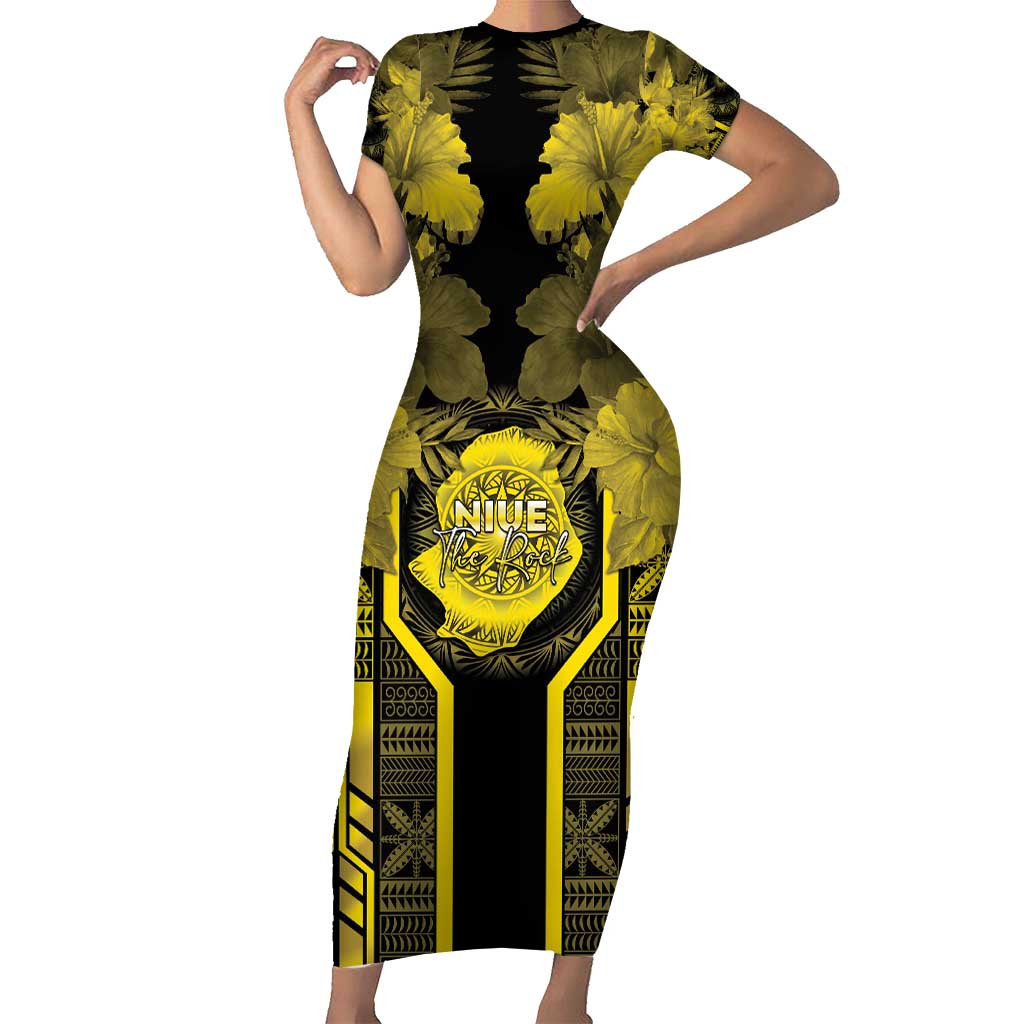 Niue The Rock Family Matching Short Sleeve Bodycon Dress and Hawaiian Shirt The Island Of The Uga - Polynesian Pride