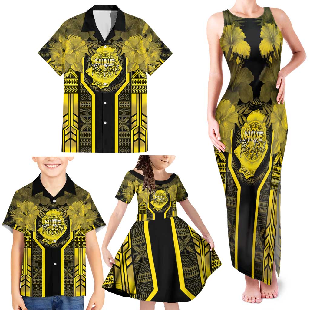 Niue The Rock Family Matching Tank Maxi Dress and Hawaiian Shirt The Island Of The Uga LT05 - Polynesian Pride