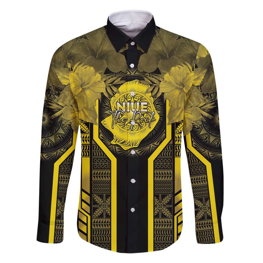 Niue The Rock Family Matching Tank Maxi Dress and Hawaiian Shirt The Island Of The Uga LT05 Dad's Shirt - Long Sleeve Black - Polynesian Pride