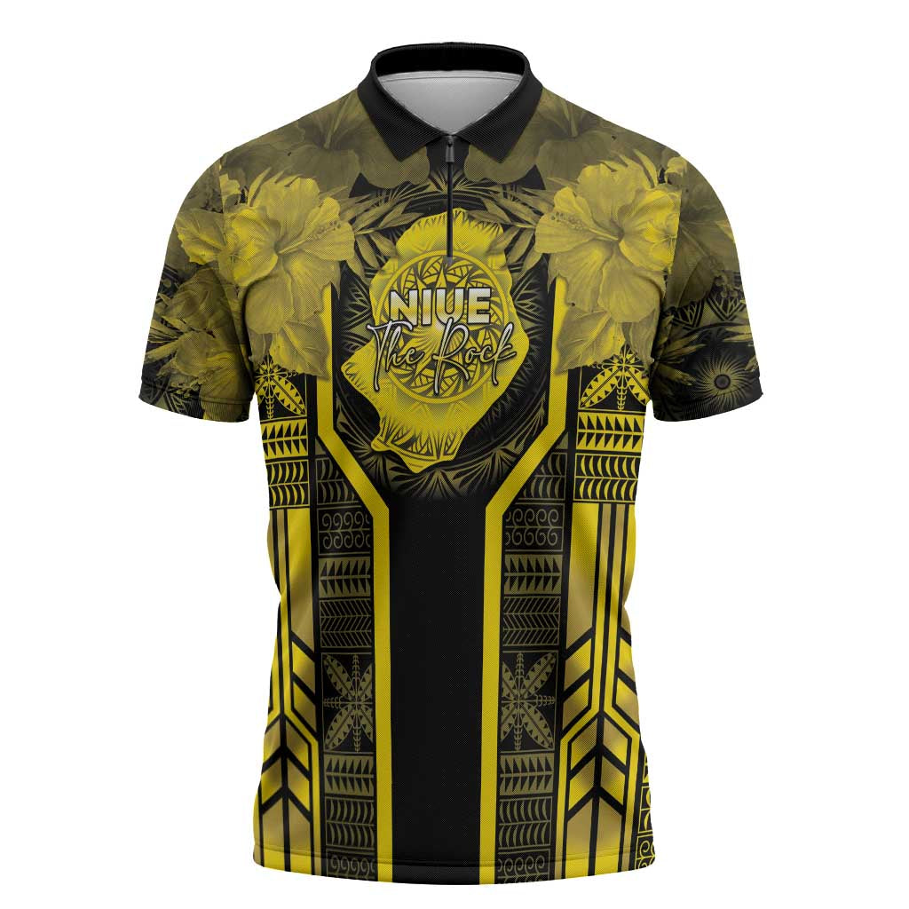 Niue The Rock Zipper Polo Shirt The Island Of The Uga - Polynesian Pride