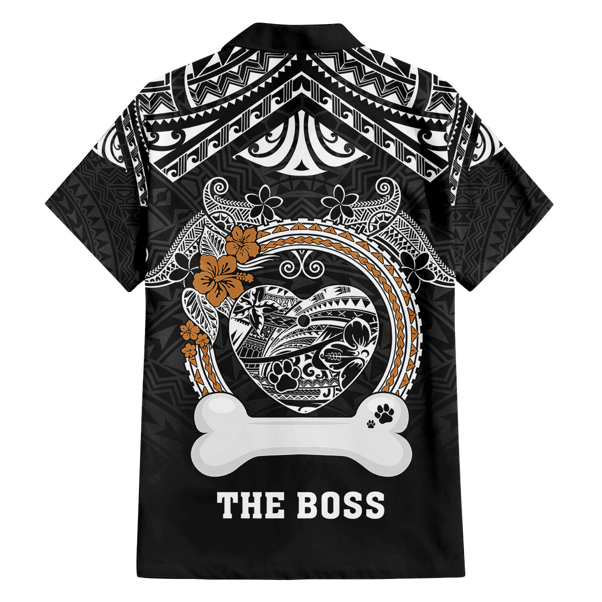 Personalized Pitbull Dog Family Matching Off Shoulder Long Sleeve Dress and Hawaiian Shirt With Polynesian Heart Name Tags LT05 - Polynesian Pride