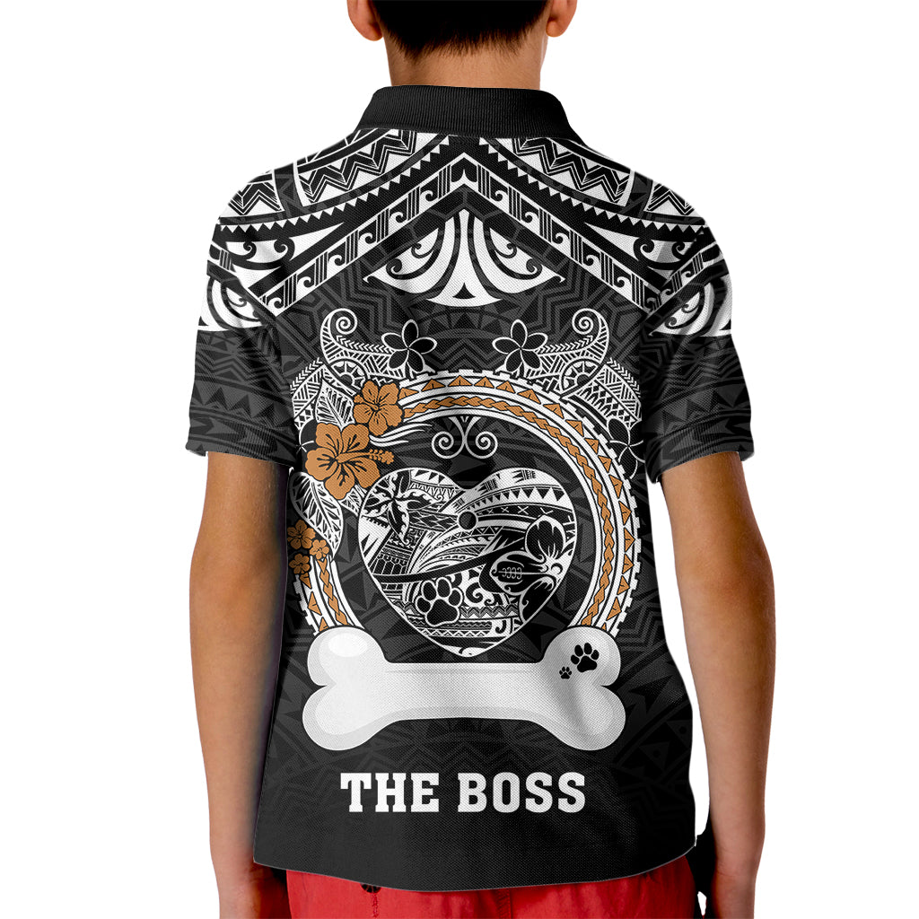 Personalized Pitbull Dog Kid Polo Shirt With Polynesian Heart Name Tags LT05 - Polynesian Pride