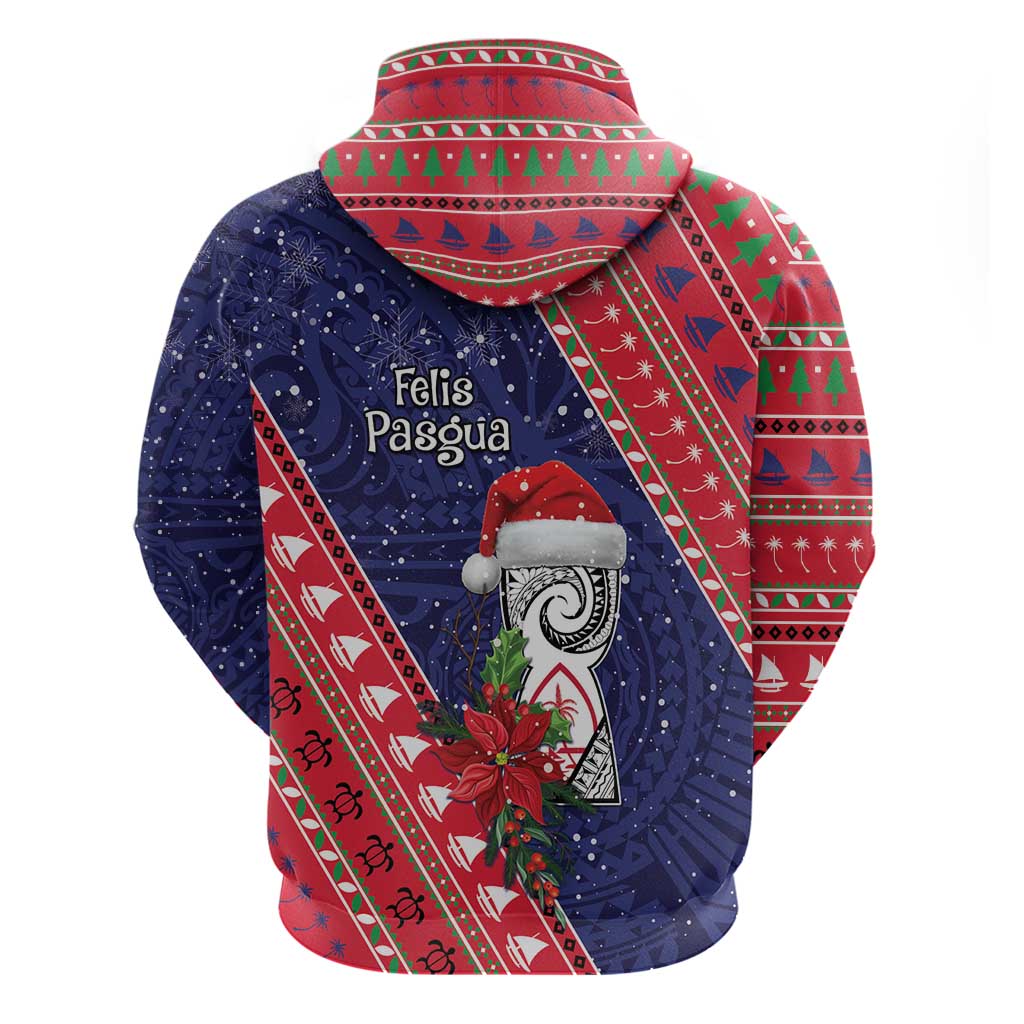 Guam Christmas Hoodie Felis Nabidat Guaman Seal With Poinsettia