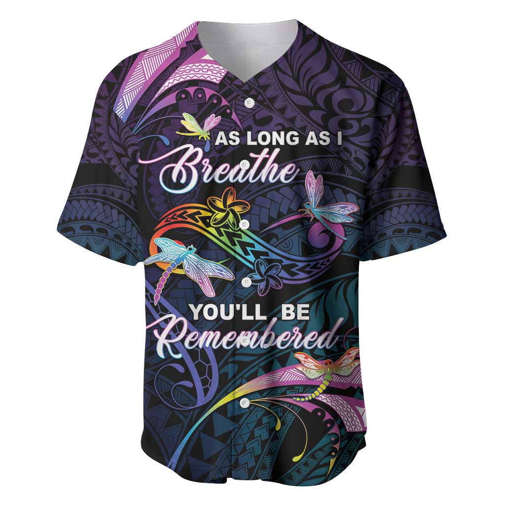 Personalised Polynesia Memorial Baseball Jersey Always Remembered Dragonfly Polynesian Style LT05 Colorful - Polynesian Pride