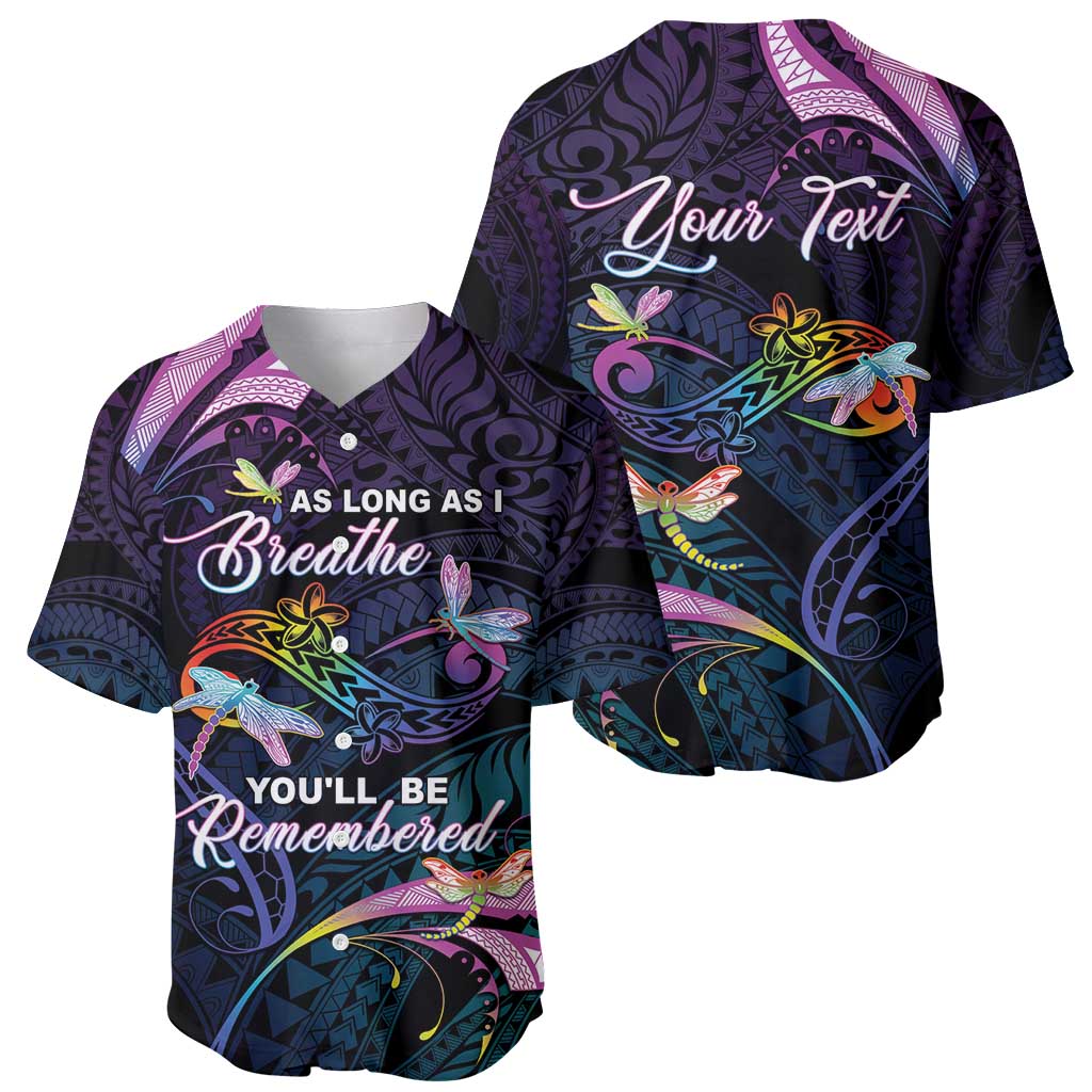 Personalised Polynesia Memorial Baseball Jersey Always Remembered Dragonfly Polynesian Style LT05 - Polynesian Pride