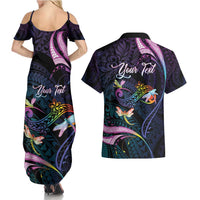 Personalised Polynesia Memorial Couples Matching Summer Maxi Dress and Hawaiian Shirt Always Remembered Dragonfly Polynesian Style