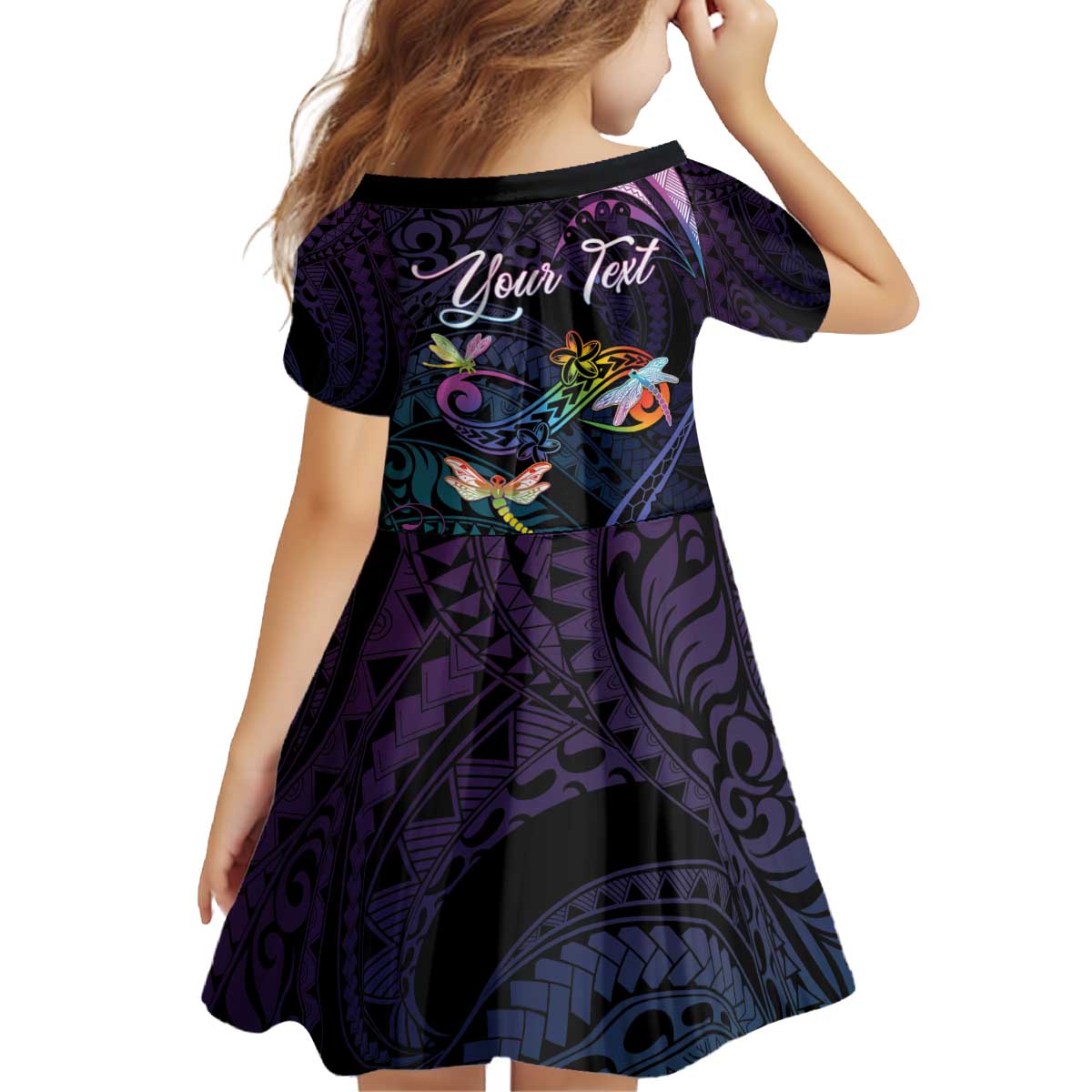 Personalised Polynesia Memorial Kid Short Sleeve Dress Always Remembered Dragonfly Polynesian Style LT05 - Polynesian Pride
