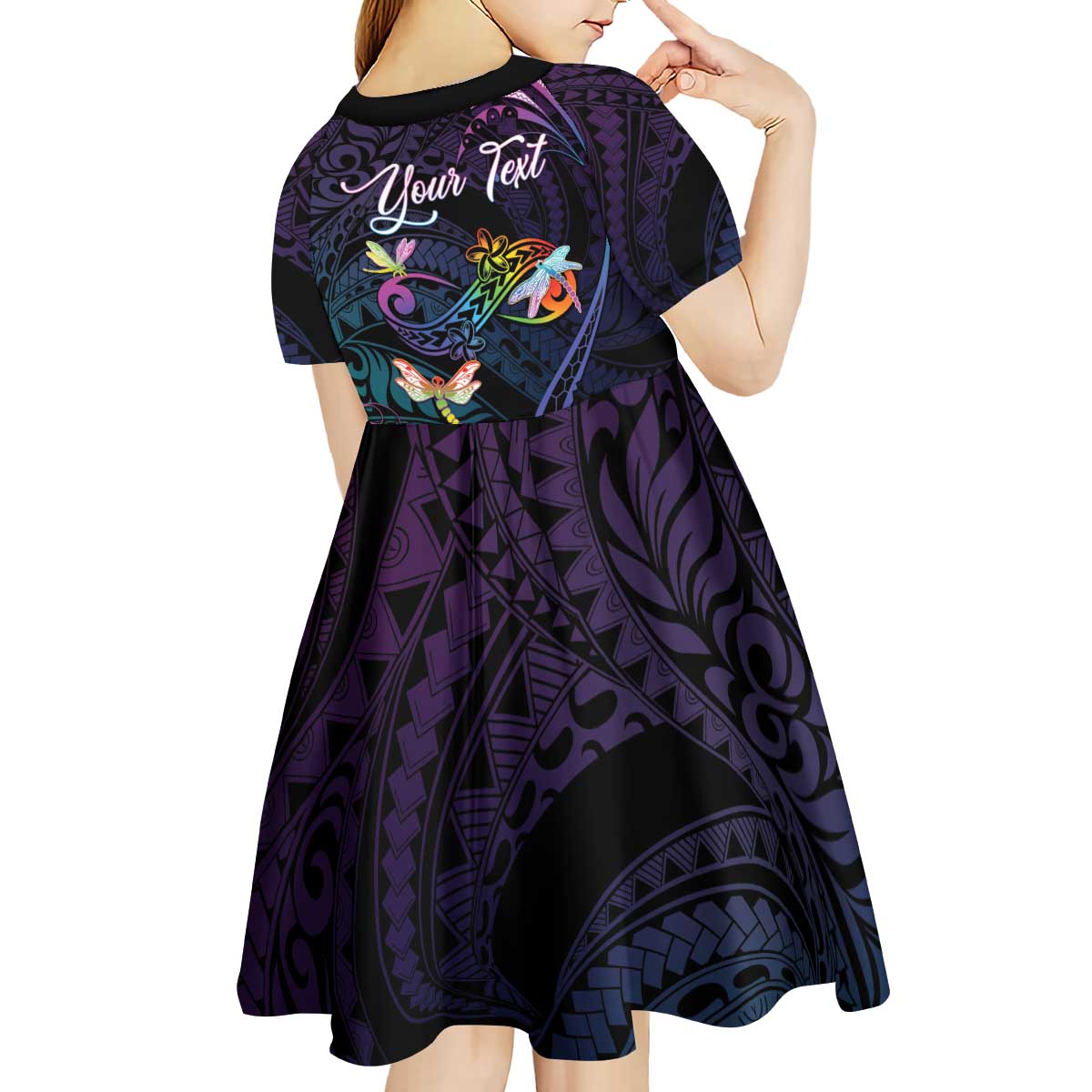 Personalised Polynesia Memorial Kid Short Sleeve Dress Always Remembered Dragonfly Polynesian Style LT05 - Polynesian Pride
