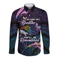 Personalised Polynesia Memorial Long Sleeve Button Shirt Always Remembered Dragonfly Polynesian Style LT05 Unisex Colorful - Polynesian Pride