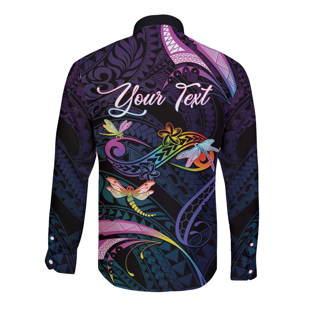 Personalised Polynesia Memorial Long Sleeve Button Shirt Always Remembered Dragonfly Polynesian Style LT05 - Polynesian Pride