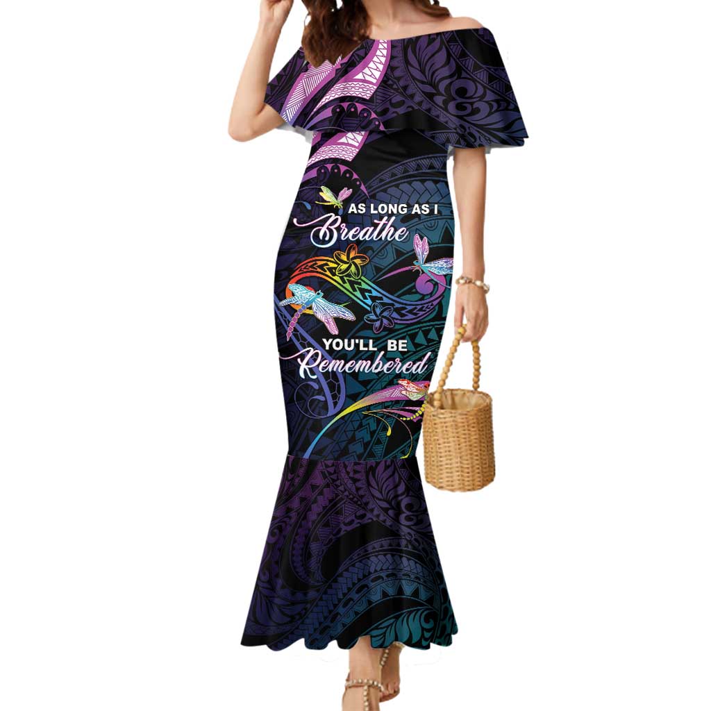 Personalised Polynesia Memorial Mermaid Dress Always Remembered Dragonfly Polynesian Style LT05 Women Colorful - Polynesian Pride