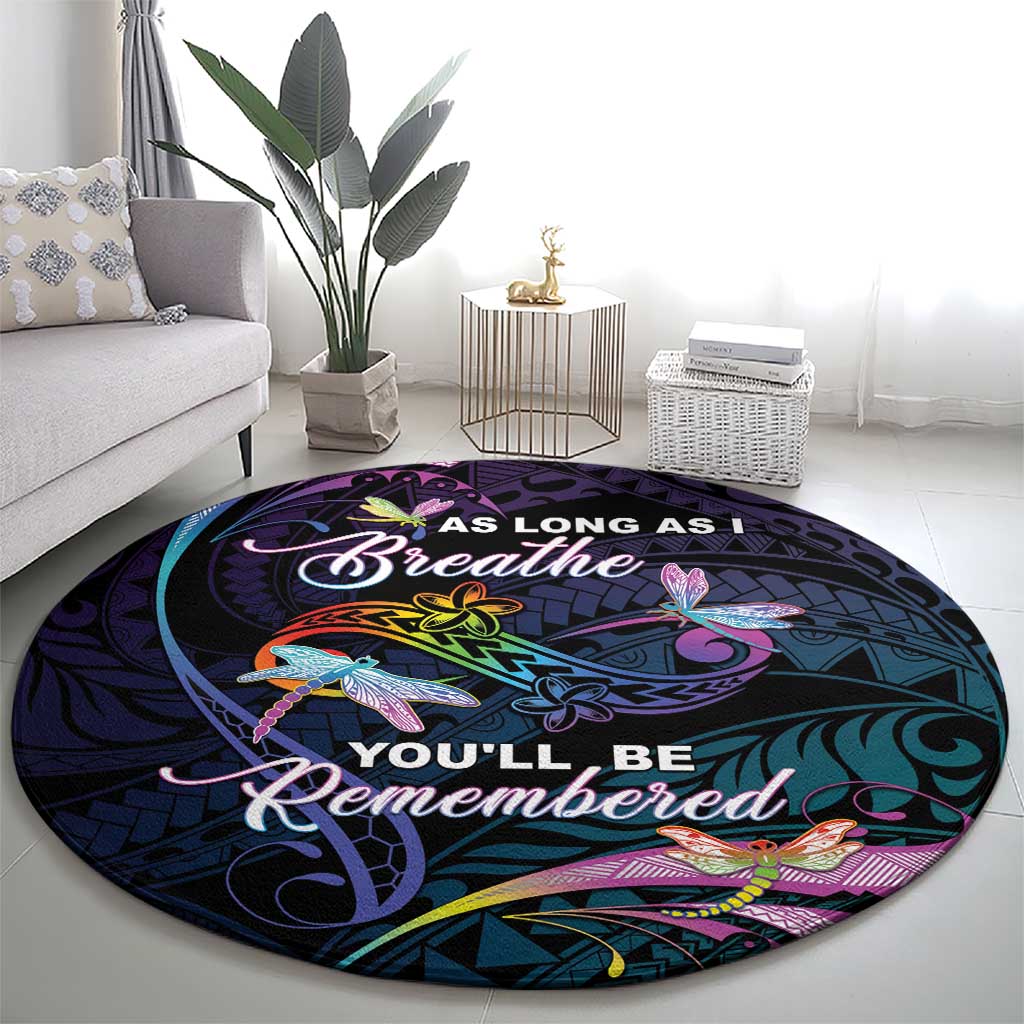 Polynesia Memorial Round Carpet Always Remembered Dragonfly Polynesian Style