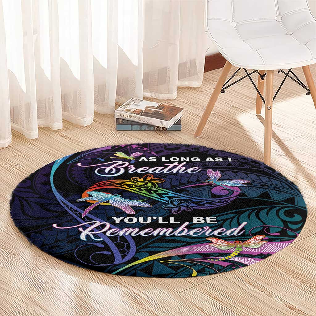 Polynesia Memorial Round Carpet Always Remembered Dragonfly Polynesian Style