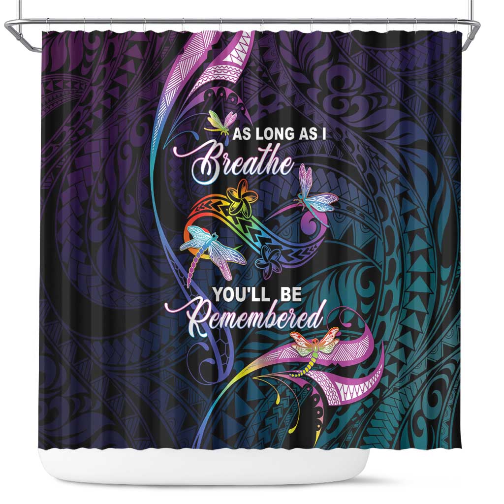 Polynesia Memorial Shower Curtain Always Remembered Dragonfly Polynesian Style