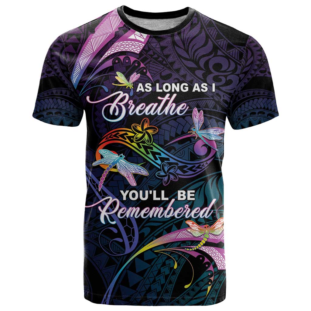 Personalised Polynesia Memorial T Shirt Always Remembered Dragonfly Polynesian Style LT05 Colorful - Polynesian Pride