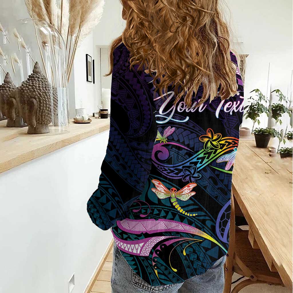 Personalised Polynesia Memorial Women Casual Shirt Always Remembered Dragonfly Polynesian Style LT05 - Polynesian Pride