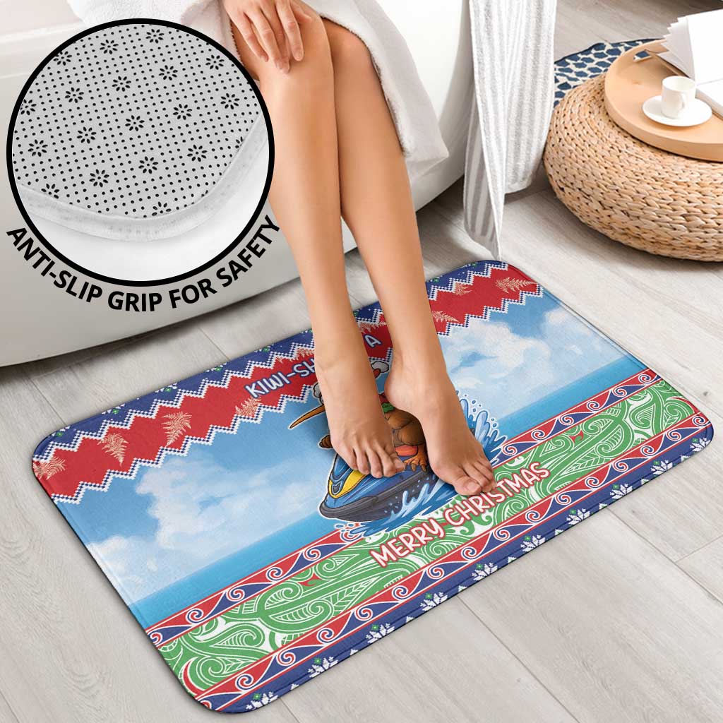 New Zealand Christmas Bathroom Set Funny Jet Ride Kiwi Xmas - Polynesian Pride