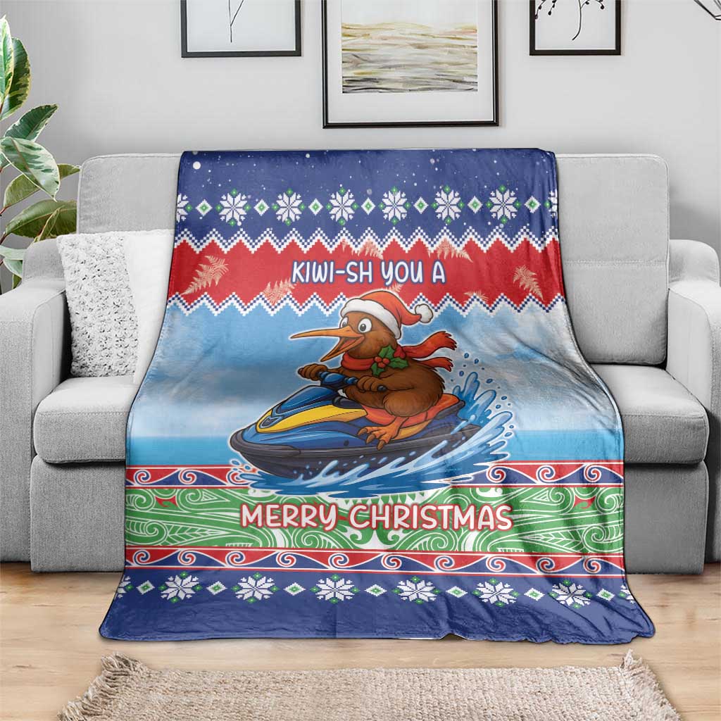 New Zealand Christmas Blanket Funny Jet Ride Kiwi Xmas - Polynesian Pride