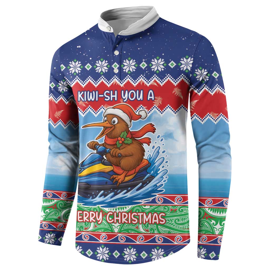 New Zealand Christmas Button Sweatshirt Funny Jet Ride Kiwi Xmas - Polynesian Pride