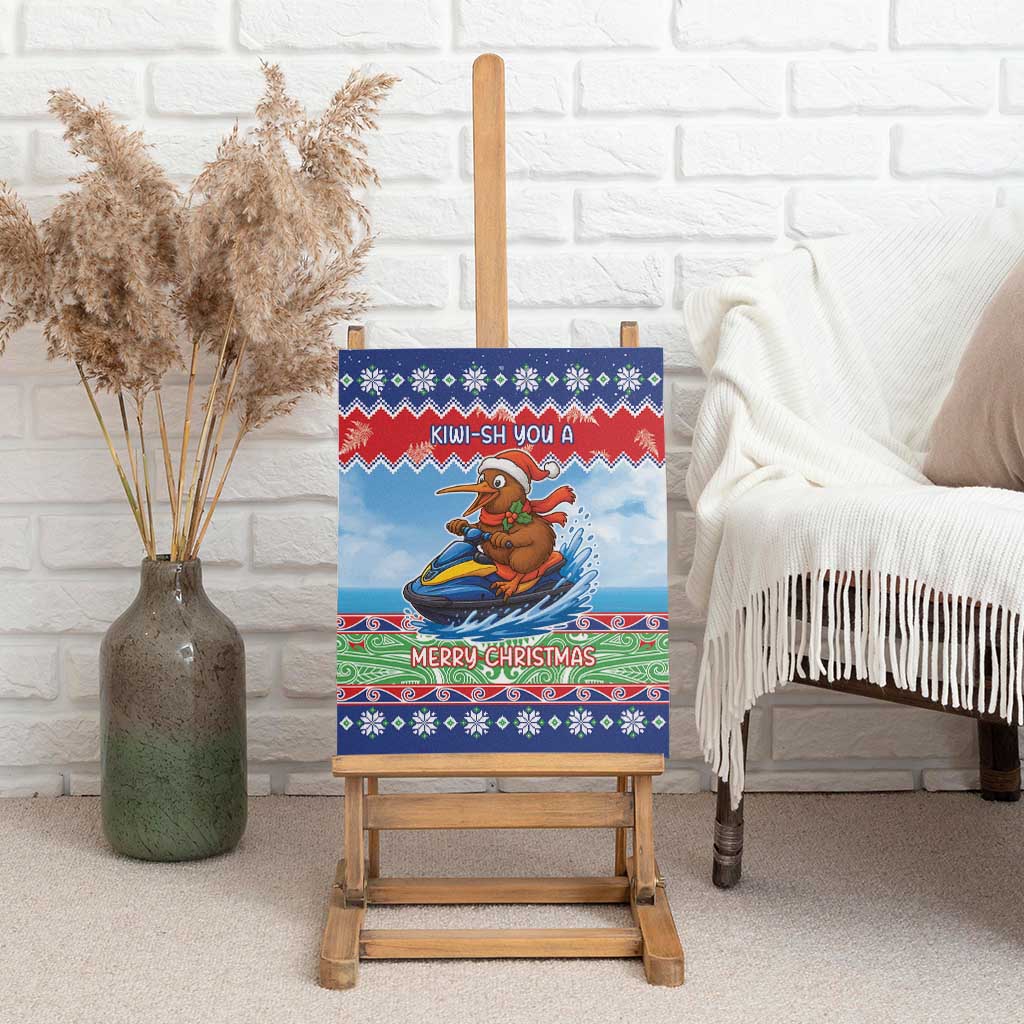 New Zealand Christmas Canvas Wall Art Funny Jet Ride Kiwi Xmas - Polynesian Pride