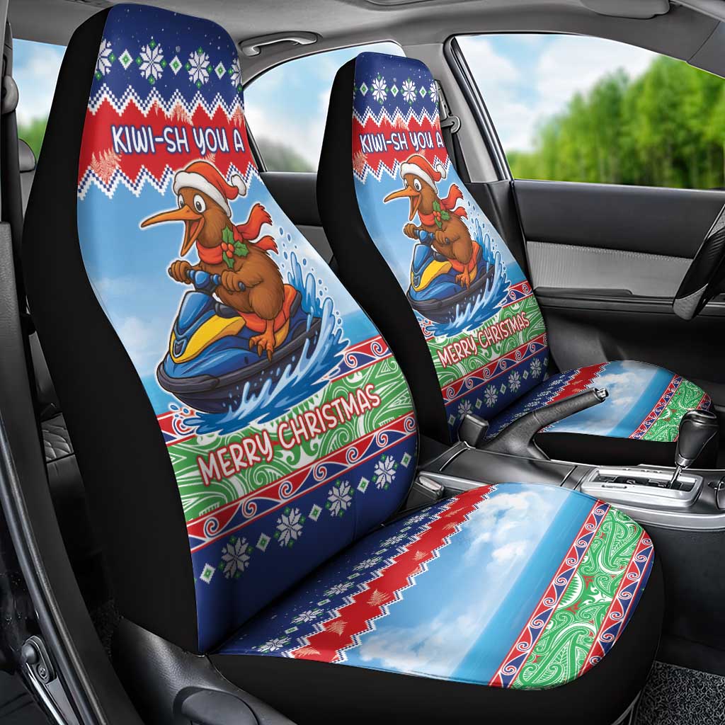 New Zealand Christmas Car Seat Cover Funny Jet Ride Kiwi Xmas - Polynesian Pride