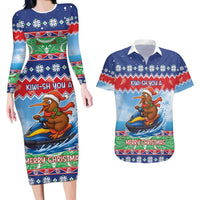 New Zealand Christmas Couples Matching Long Sleeve Bodycon Dress and Hawaiian Shirt Funny Jet Ride Kiwi Xmas - Polynesian Pride