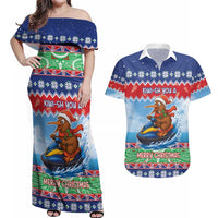 New Zealand Christmas Couples Matching Off Shoulder Maxi Dress and Hawaiian Shirt Funny Jet Ride Kiwi Xmas - Polynesian Pride