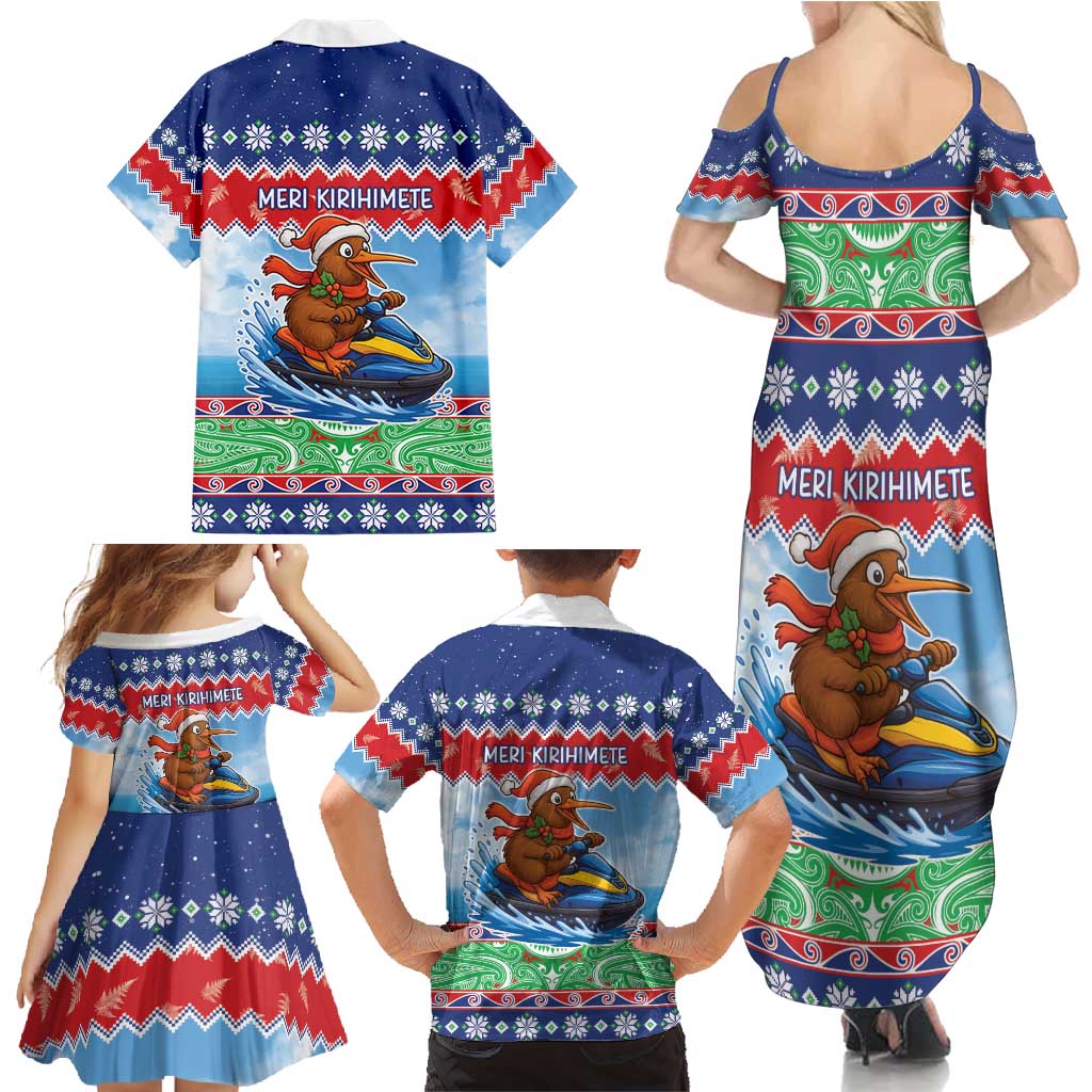 New Zealand Christmas Family Matching Summer Maxi Dress and Hawaiian Shirt Funny Jet Ride Kiwi Xmas - Polynesian Pride
