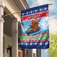 New Zealand Christmas Garden Flag Funny Jet Ride Kiwi Xmas - Polynesian Pride
