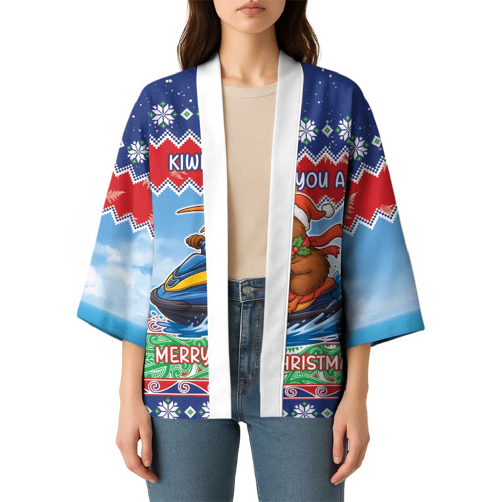 New Zealand Christmas Kimono Funny Jet Ride Kiwi Xmas - Polynesian Pride