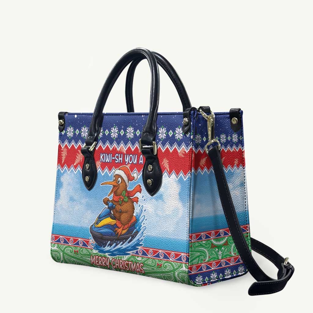 New Zealand Christmas Leather Bag Funny Jet Ride Kiwi Xmas - Polynesian Pride