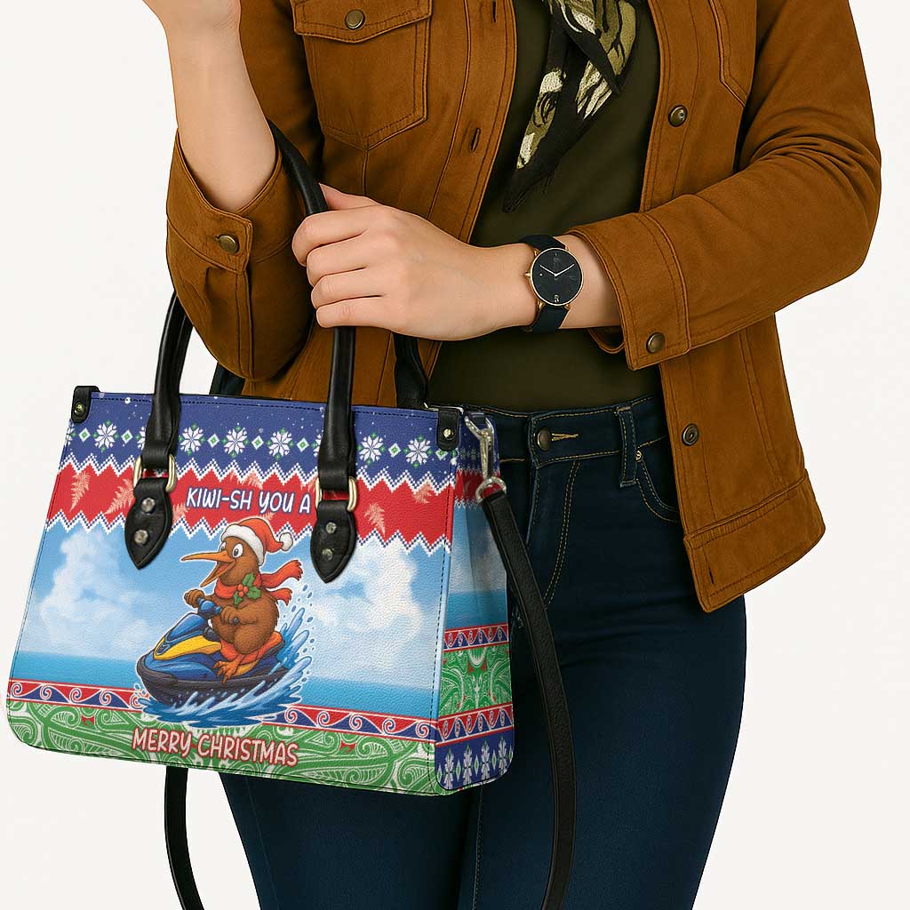 New Zealand Christmas Leather Bag Funny Jet Ride Kiwi Xmas - Polynesian Pride