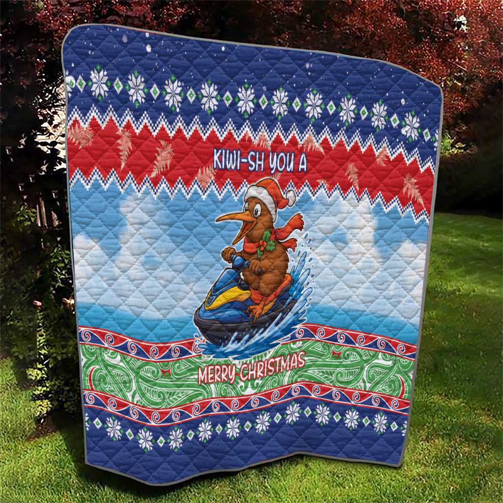 New Zealand Christmas Quilt Funny Jet Ride Kiwi Xmas - Polynesian Pride