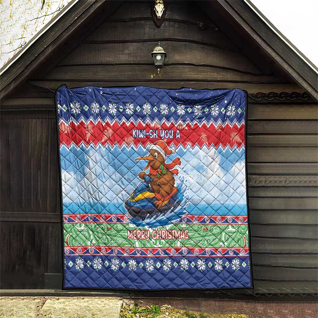 New Zealand Christmas Quilt Funny Jet Ride Kiwi Xmas - Polynesian Pride